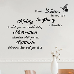 Inspirational butterfly quote wall sticker with motivational words for home wall decor