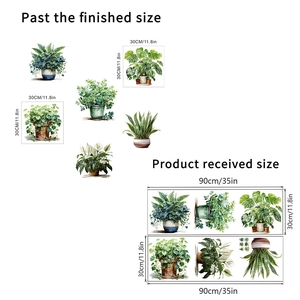 Self-adhesive tropical green plant wall stickers for living room decor 90x30cm