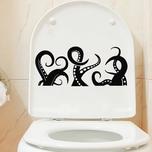 Waterproof black octopus tentacle silhouette wall stickers for bathroom toilet decor