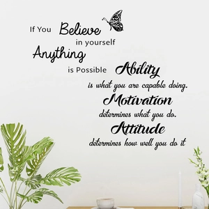 Inspirational quotes wall decal with butterflies for home living room decor