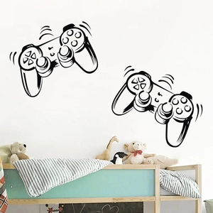 Game Controller Wall Sticker Waterproof PVC Decal For Gaming Room Bedroom Living Room Decor Modern Minimalist Black Line Mural