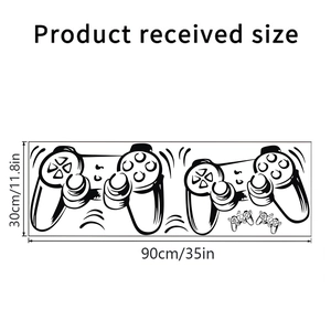 Detailed size guide showing 30x90cm dimensions for game controller wall stickers