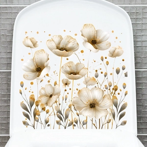 Detail of marble flower pattern with golden glitter on waterproof bathroom sticker