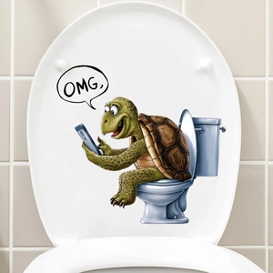 Adesivo murale tartaruga divertente per WC e bagno impermeabile decorazione creativa OMG