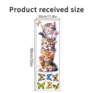 Mise en page détaillée des autocollants muraux chats mignons et papillons en 30x90cm