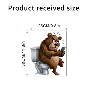 Guida alle dimensioni dell'adesivo murale con orso divertente sulla toilette