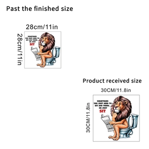 Size specifications for waterproof cartoon lion reading newspaper toilet wall sticker