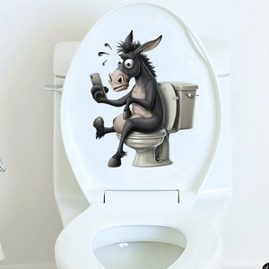 Adesivo WC asino divertente con telefono 3D in PVC impermeabile per arredo bagno