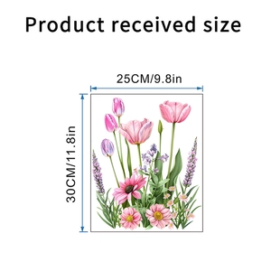 Detailed size specifications for tulip and flower waterproof self-adhesive wall stickers