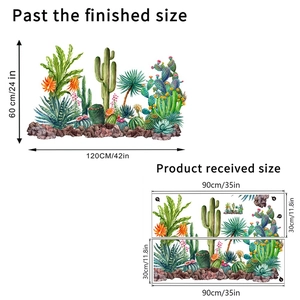 Waterproof self-adhesive cactus and succulent wall stickers for home decoration 120x60cm