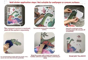 Guide étape par étape pour appliquer des autocollants muraux dinosaures colorés sur un mur