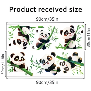 Detail of cute panda wall stickers in original layout size 90x30cm for home decor