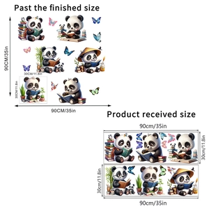 Detailed sheet size of waterproof cartoon panda wall stickers for home decoration