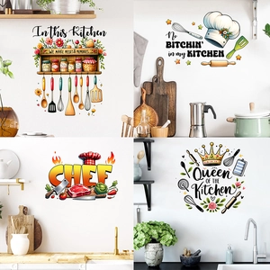 Self Adhesive Waterproof PVC Kitchen Wall Stickers Chef Quote Pattern Decals For Kitchen Dining Room Home Decoration