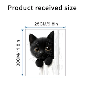 Black peeping cat wall sticker size dimensions 25x30cm for home fridge decor