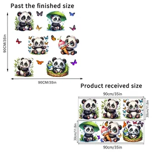 Size chart showing dimensions for panda wall decals in two 30x90cm PVC sheets