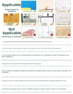 Detailed guide showing self-adhesive wall sticker application on various wall surfaces