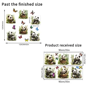 Detailed size specifications for panda and bamboo self-adhesive wall stickers