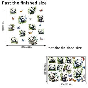 Panda and butterfly wall sticker dimensions layout for kids room wall or fridge decor