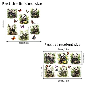 Panda wall stickers layout dimensions and sheet sizes for home interior decoration