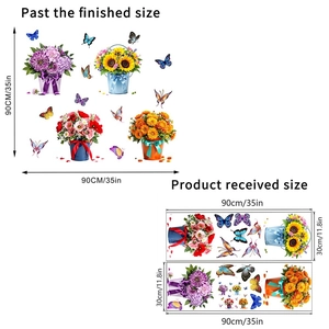 Waterproof sunflower and butterfly wall stickers set for home living room decor