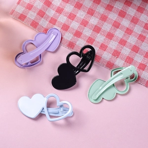 Barrettes à cheveux en forme de cœur en métal de couleurs violet, noir, vert et bleu