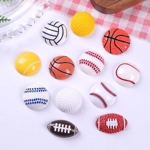 DIY colorful resin sports ball charms including basketball, baseball, and soccer for crafts