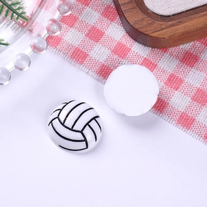 Flat back resin volleyball charm for DIY jewelry making and decorative craft projects