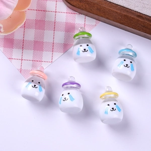 Cute resin miniature baby milk bottles with faces for DIY crafts and dollhouse decor