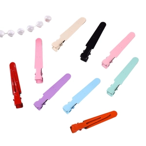 Set of 8 colorful candy colored metal hair clips in various vibrant lacquer finishes