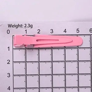 Pink metal alligator hair clip 5.5cm for DIY crafts with size grid measurement