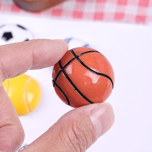 Miniature resin basketball and soccer ball charms for DIY keychains and creative dollhouses