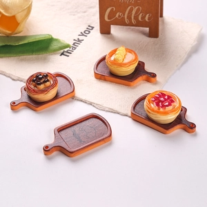 Miniature resin food tart tray set for DIY dollhouse decoration and scene accessories