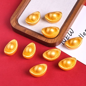 Set of 8 realistic gold resin yuanbao ingots for New Year decor on a red background