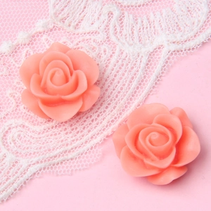 Zwei 18mm Harz Rosenblüten in Rosa-Orange für DIY Handwerk und Schmuckzubehör