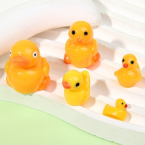Five-piece yellow resin duckling figurines set for DIY crafts and home decoration