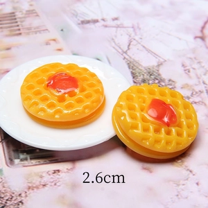 Accessori per biscotti waffle in resina con marmellata rossa, miniatura cibo da 26mm