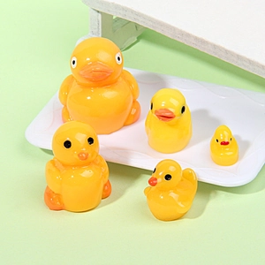 5-piece set of high-gloss resin yellow duck miniatures for DIY crafts and home decor