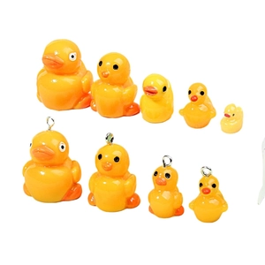 3D resin yellow duck charms and pendants in various sizes for DIY jewelry crafts