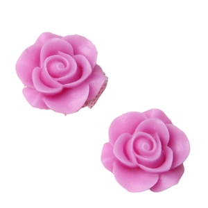 Paar 18 mm rosa Harzrosenblüten Anhänger für DIY Schmuck und Haarschmuck Accessoires