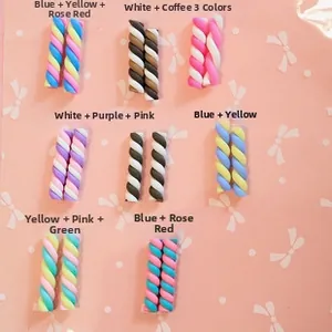 DIY colorful clay marshmallow charms in 8 assorted color combinations for crafts