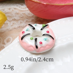 Resin donut charm with white frosting and sprinkles for DIY crafts, 0.94 inch size
