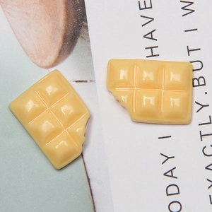DIY bitten chocolate resin charms in creamy yellow for phone case decoration