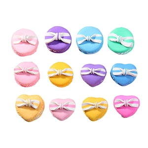 Lot de 12 breloques macarons en résine avec nœuds pour coques de téléphone et porte-clés