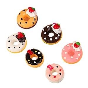 Set aus sechs bunten Harz-Donuts für DIY-Haarschmuck und Handyhüllen-Bastelarbeiten