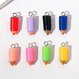 Colorful 2B Pencil Shape Resin Pendants For DIY Jewelry Making Accessories With Eye Screws Candy Color Craft Charms