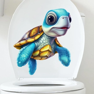 3D Cartoon Sea Turtle Waterproof Wall Sticker PVC Removable Decal For Toilet Lid Bathroom Living Room Home Decor