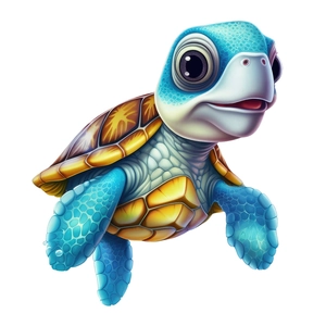 3D cartoon blue sea turtle wall sticker with brown shell for living room and bathroom decoration