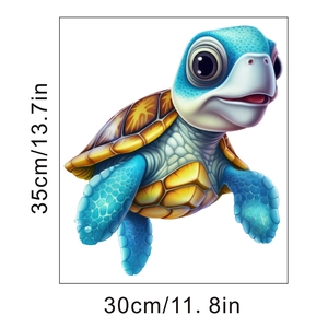 Detailed size specifications for the 3D blue sea turtle wall sticker 35x30cm
