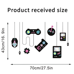 Detailed sheet showing dimensions 70x43cm for gamer controller wall stickers